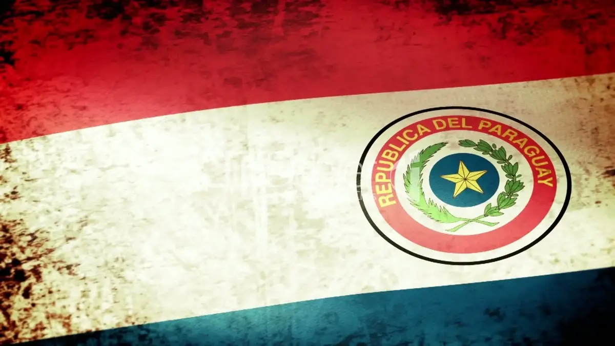 Bandiera del Paraguay — stile vintage con stemma della Repubblica del Paraguay