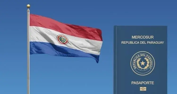 Bandiera del Paraguay e passaporto biometrico MERCOSUR — residenza e cittadinanza