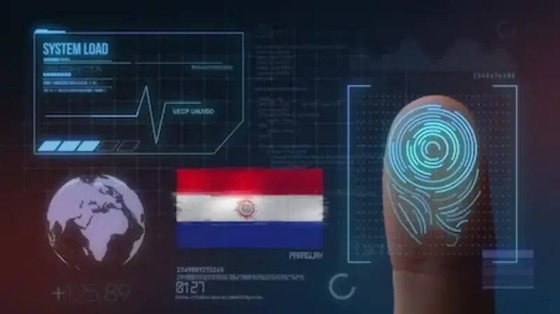 Sistema biometrico di identificazione digitale del Paraguay — impronta e bandiera nazionale