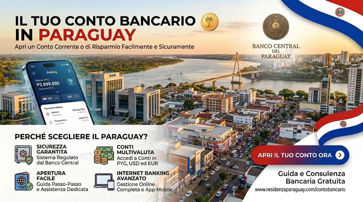 Conto bancario in Paraguay — internet banking, conti multivaluta in guaraníes, dollari ed euro