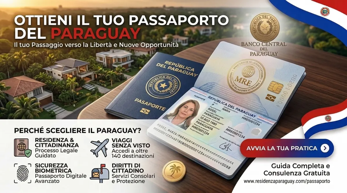 Passaporto biometrico della Repubblica del Paraguay — cittadinanza e viaggi senza visto in 140 paesi