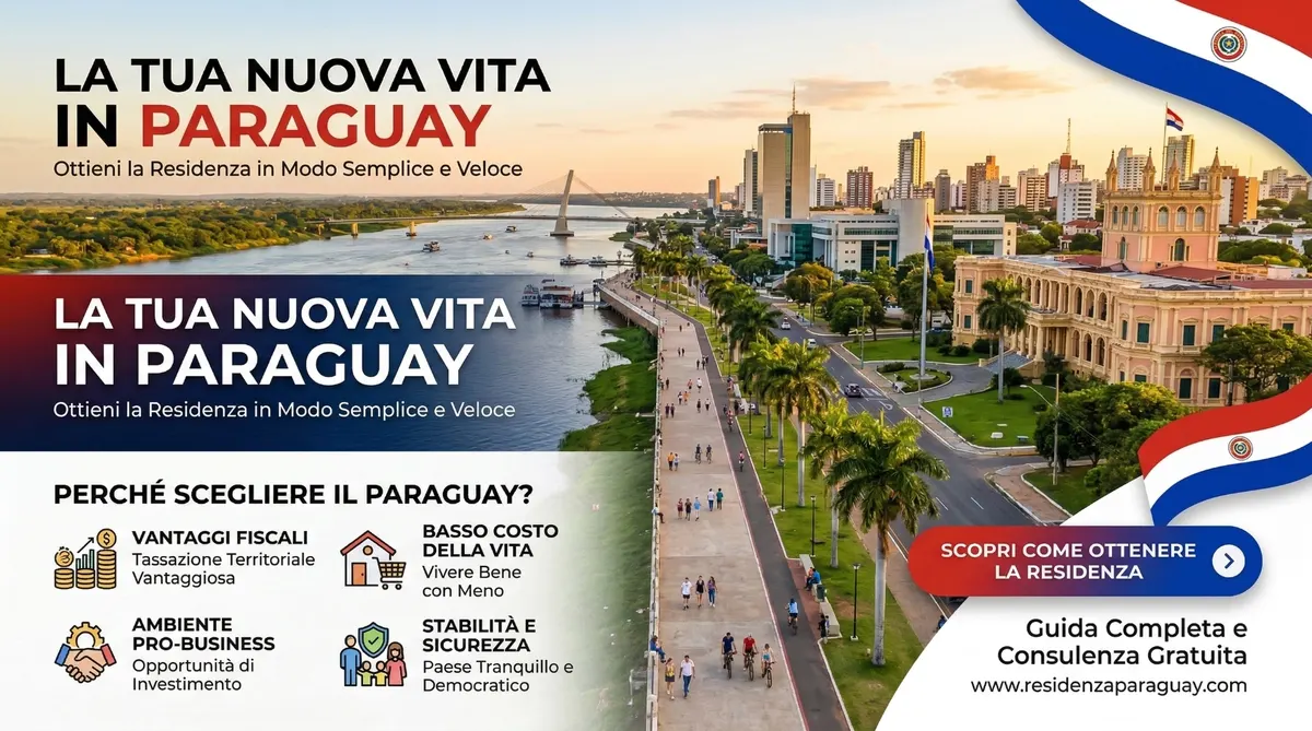 Residenza in Paraguay per italiani — skyline di Asunción, tassazione territoriale zero percento